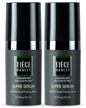 Tiege Hanley Anti-Aging Face Serum, SUPER SERUM (1-Pack) - Skin Tightening Facial Serum for Men - Mens Serum For Face with Sodium Hyaluronate & Retinyl Palmitate for Smoother & Tighter Skin, 0.5 Fl Oz