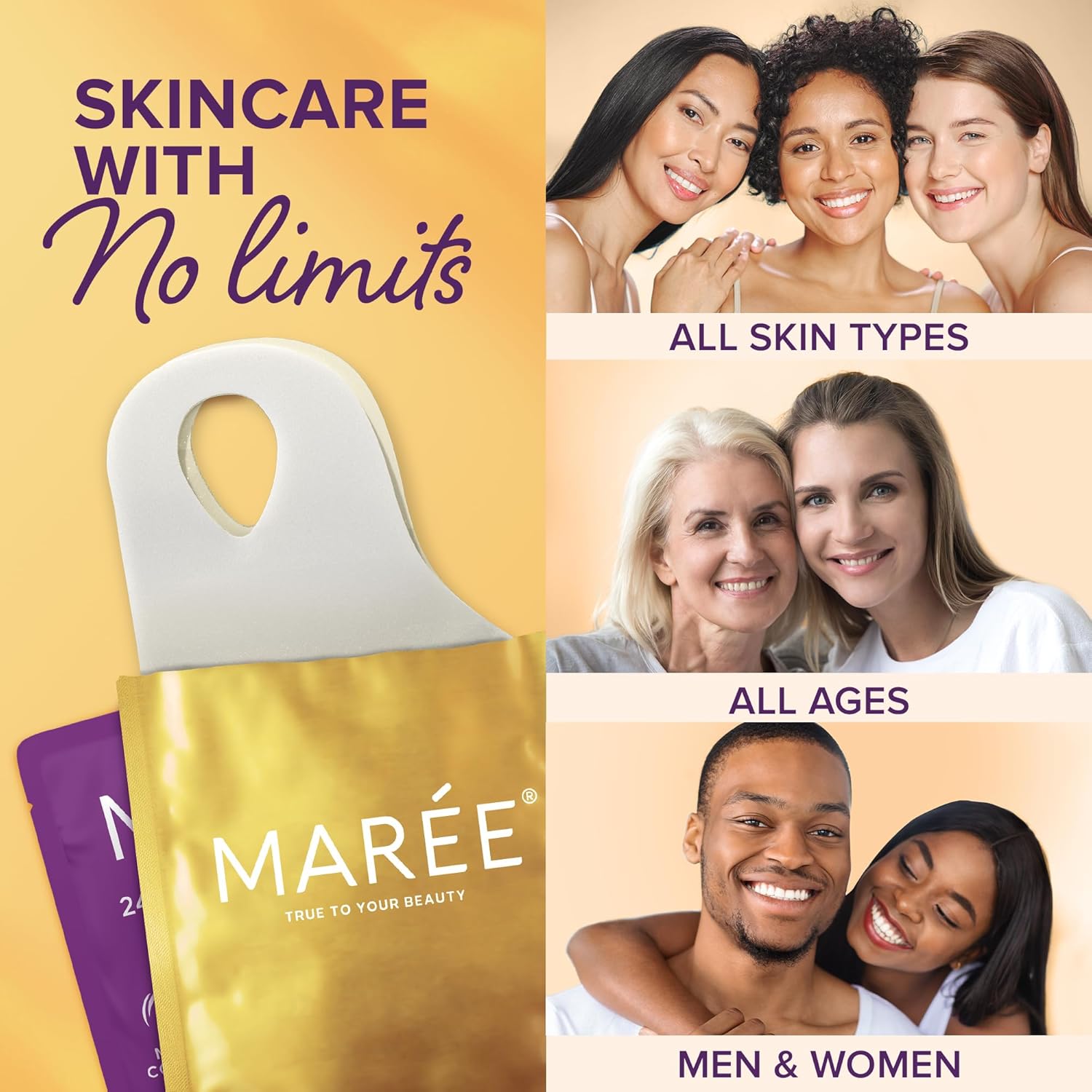MAREE V Line Lifting Mask with 24K Gold - Deep Collagen Jawline Shaper Mask with Retinol for Face Lift - Facial Skincare Chin Strap - Hyaluronic Acid, Vitamin E - 5 PACK