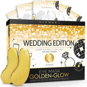 DERMORA Golden Glow Under Eye Patches (30 Pairs Eye Gels) - Rejuvenating Treatment for Dark Circles, Puffy Eyes, Refreshing, Revitalizing, Travel, Wrinkles
