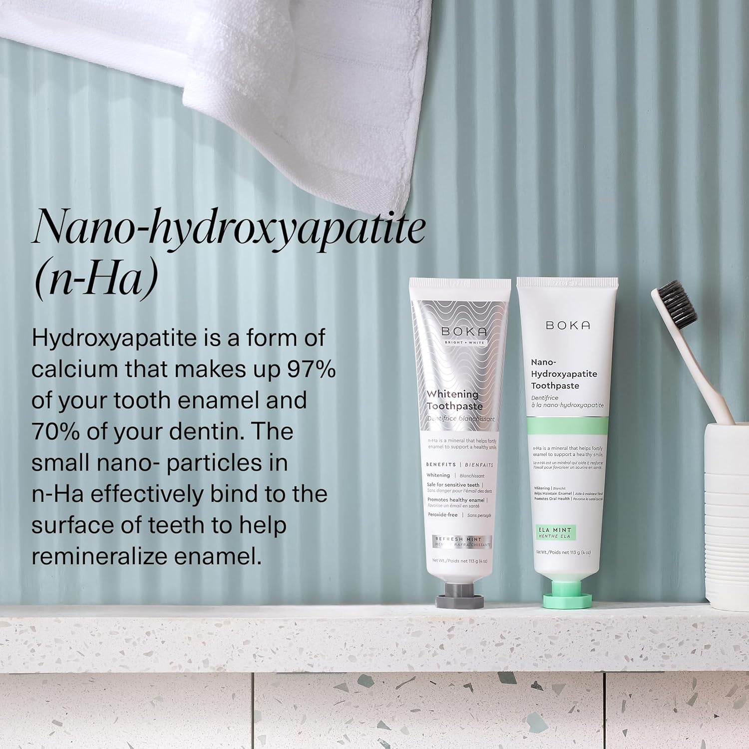 Boka Fluoride Free Toothpaste Nano Hydroxyapatite, Helps Remineralize, Appropriate for Sensitive Teeth, Whitening - for Adult, Kids Oral Care - Ela Mint Flavor, 4 Fl Oz 1Pk US Manufactured