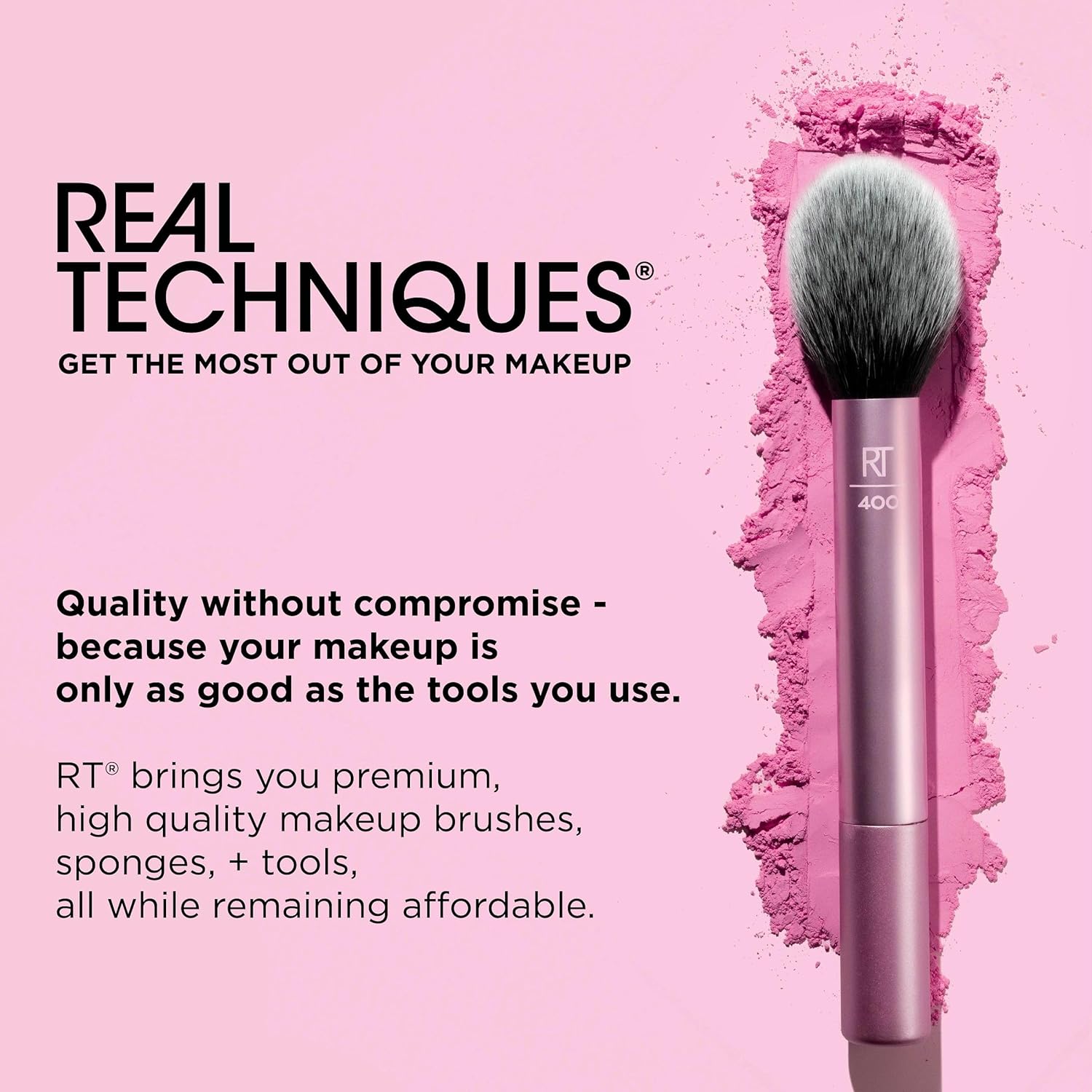 Real Techniques 5 Piece Everyday Essentials Makeup Brush Set, Includes 4 Brushes & Makeup Sponge, For Foundation, Blush, Bronzer, Contour, Eyeshadow, & Powder, Travel Gift Set, Cruelty-Free & Vegan