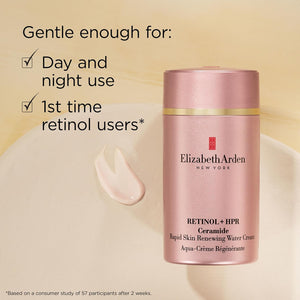 Elizabeth Arden Retinol + HPR Ceramide Rapid Skin Renewing Water Cream Face Moisturizer, Anti-Aging Wrinkle Treatment, Niacinamide, Hyaluronic Acid, Ceramides & Peptides, 1.7 fl oz