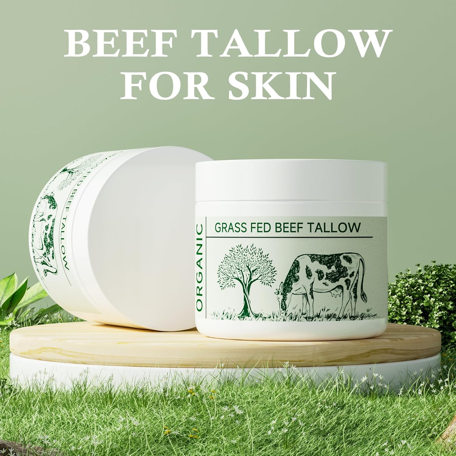 Beef Tallow, Beef Tallow for Skin, Moisturizer for Dry Skin, Unscented Beef Tallow Blam Grass Fed Whipped Tallow Face Cream Nourishing Soothing Moisturizer Body Lotion Skin Care