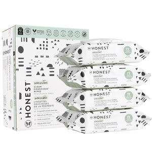 The Honest Company Clean Conscious Multi-Use Wipes | Hypoallergenic + Unscented for Sensitive Skin | Over 99% Water, Compostable, Plant Based, Baby Wipes | Geo Mood, 288 Count