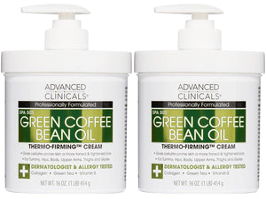 Advanced Clinicals Green Coffee Bean Thermo - Firming Body Lotion | Caffeine Infused Collagen Cream Moisturizer & Body Cream For Women, Stomach, Legs, & To Improve Look Of Textured Crepey Skin, 16 Oz