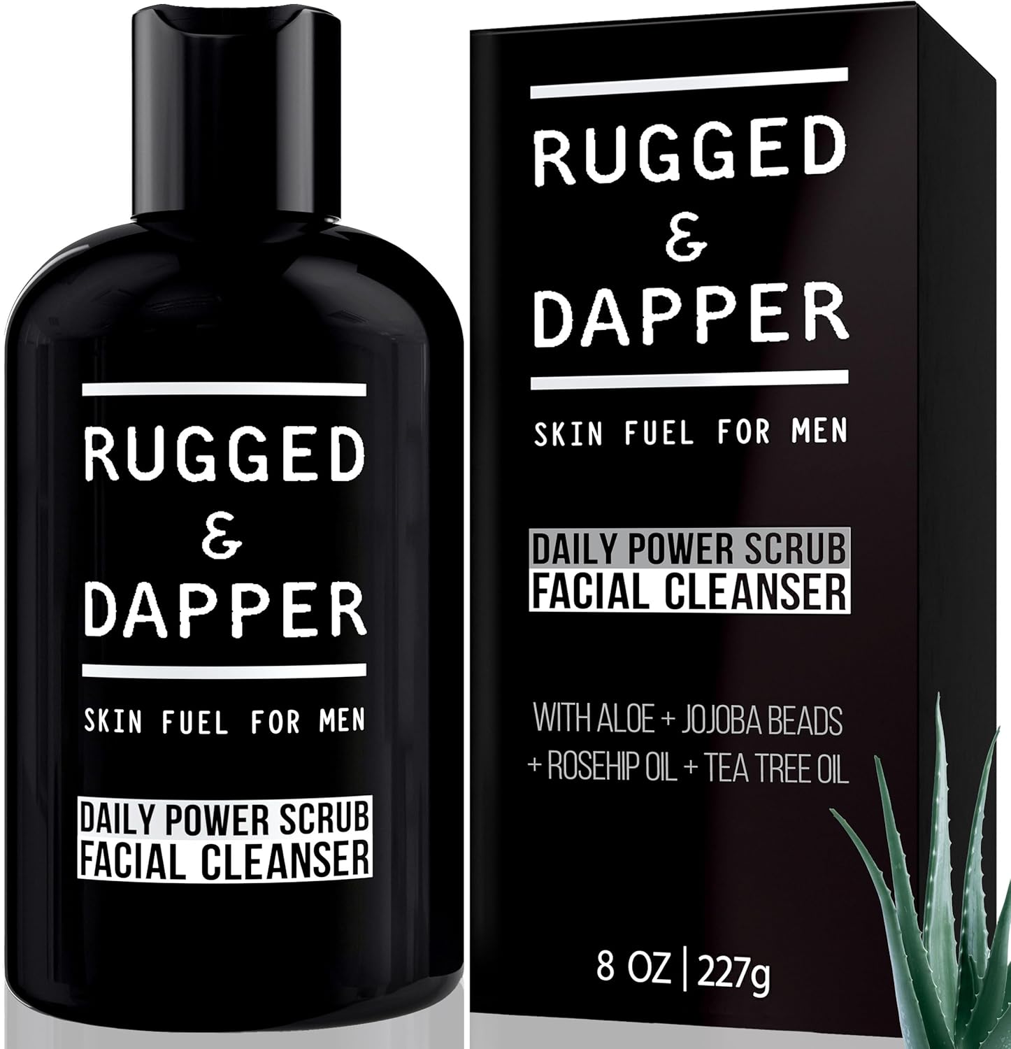 RUGGED & DAPPER - Daily Mens Face Wash + Scrub - 5 Month Supply - Deep Exfoliating Cleanser - Prevents Breakouts - Acne Face Wash Men's - USA Made with Natural Ingredients