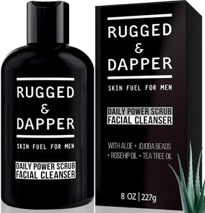 RUGGED & DAPPER - Daily Mens Face Wash + Scrub - 5 Month Supply - Deep Exfoliating Cleanser - Prevents Breakouts - Acne Face Wash Men's - USA Made with Natural Ingredients