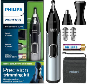 Philips Norelco Nose Trimmer 5000 for Nose, Ears, Eyebrows Trimming Kit, NT5600/62