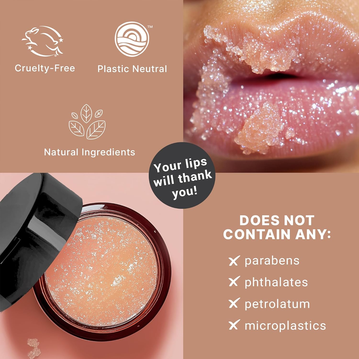 USDA Organic Lip Scrub Vanilla - USA Made with Natural Ingredients, Lips Exfoliator, Moisturizing Scrub for Dry Lips, Lip Sugar Scrubber Exfoliator for Smooth Lips, Small Beauty Gifts