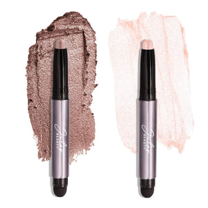 Julep Eyeshadow 101 Crème-to-Powder Waterproof Eyeshadow Stick Duo – Long-Lasting, Crease-Proof, Easy Apply with Built-in Smudger -Taupe Shimmer and Stone