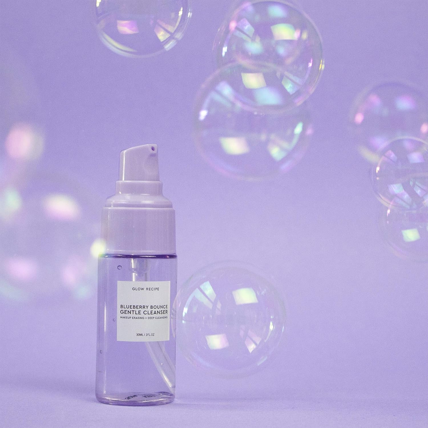 Glow Recipe Blueberry Bounce Exfoliating Face Wash, Travel Size - Foaming Facial Cleanser, Makeup Remover & Clarifying Mask - Hydrating Hyaluronic Acid & Gentle AHA for Sensitive Skin - Vegan, 30ml