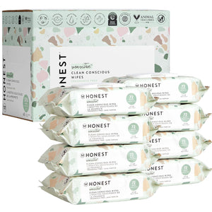 The Honest Company Clean Conscious Multi-Use Wipes | Hypoallergenic + Unscented for Sensitive Skin | Over 99% Water, Compostable, Plant Based, Baby Wipes | Geo Mood, 288 Count
