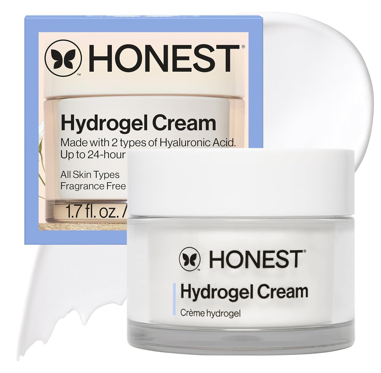 Honest Beauty Hydrogel Cream with Hyaluronic Acid, Jojoba, + Squalane | Oil Free, Lightweight, Moisturizing | EWG Verified, Vegan + Cruelty Free | 1.7 fl oz