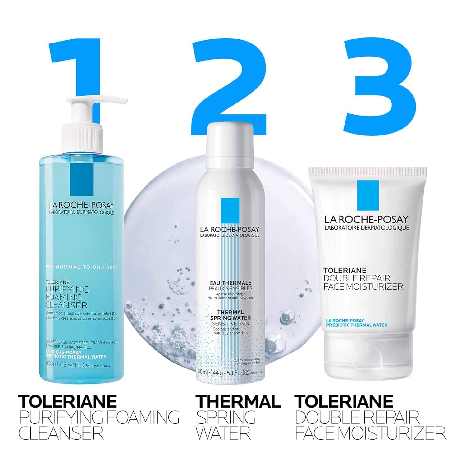 La Roche-Posay Toleriane Purifying Foaming Facial Cleanser, Niacinamide + Ceramides + Prebiotic Thermal Water, Oil Free Face Wash For Oily Skin, Pore Cleanser Safe For Sensitive Skin, Soap Free