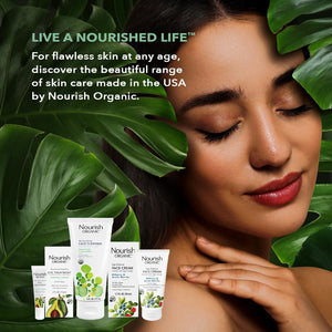 Nourish Organic Face Cream, Pomegranate Acai + Argan – Ultra Hydrating Formula with Aloe Vera & Green Tea Extract, 1.7 Oz + Washable Cotton Round