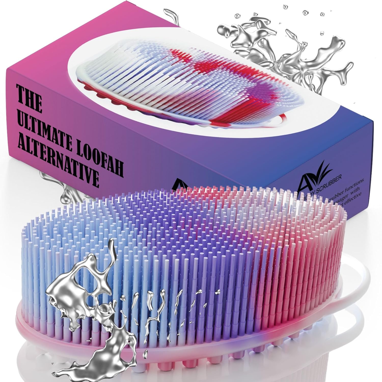 Avilana Silicone Body Scrubber – Dual-Sided Exfoliator for Men & Women, Gentle Loofah Alternative, Easy-to-Clean Silicone Shower Scrubber