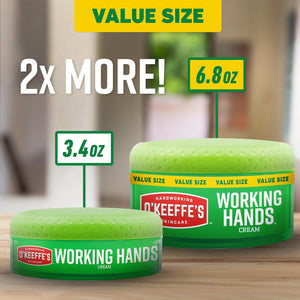 O'Keeffe's Working Hands Hand Cream for Extreme Dryness - 6.8 oz Value Size Jar (2 Pack) - Repairing Skincare for Cracked, Dry Hands