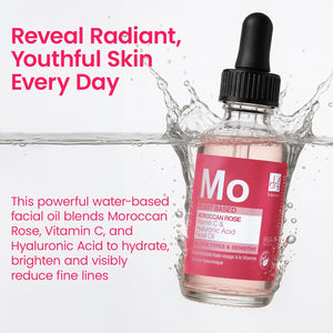 Dr Botanicals Moroccan Rose Oil -With Vitamin C & Hyaluronic Acid – Anti-Ageing, Brightening & Hydrating Water-Based Serum - Glow-Boosting Facial Oil for Radiant Skin – Made in UK – 30ml