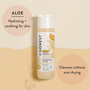 The Honest Company 2-in-1 Cleansing Shampoo + Body Wash | Gentle for Baby | Naturally Derived, Tear-free, Hypoallergenic | Citrus Vanilla Refresh, 18 fl oz