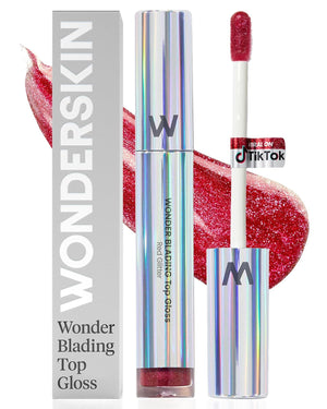 Wonderskin WONDER BLADING Top Gloss - Clear Glitter Lip Gloss, Hydrating and High Shine Finish Lip Makeup (Clear Shine)