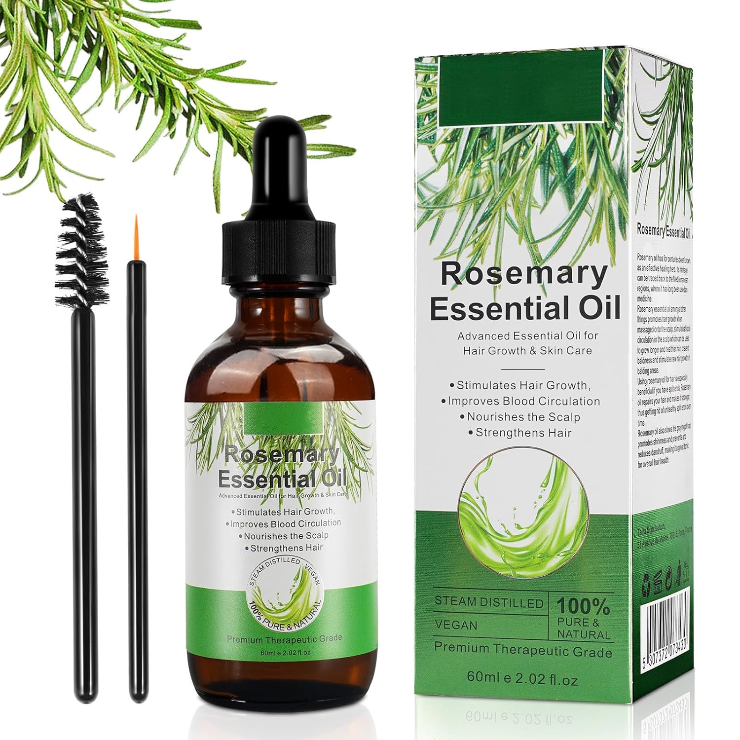 Pure Organic Rosemary Essential Oils, Hair Growth Scalp Oil for Dry Damaged Hair(2.02 Fl Oz)