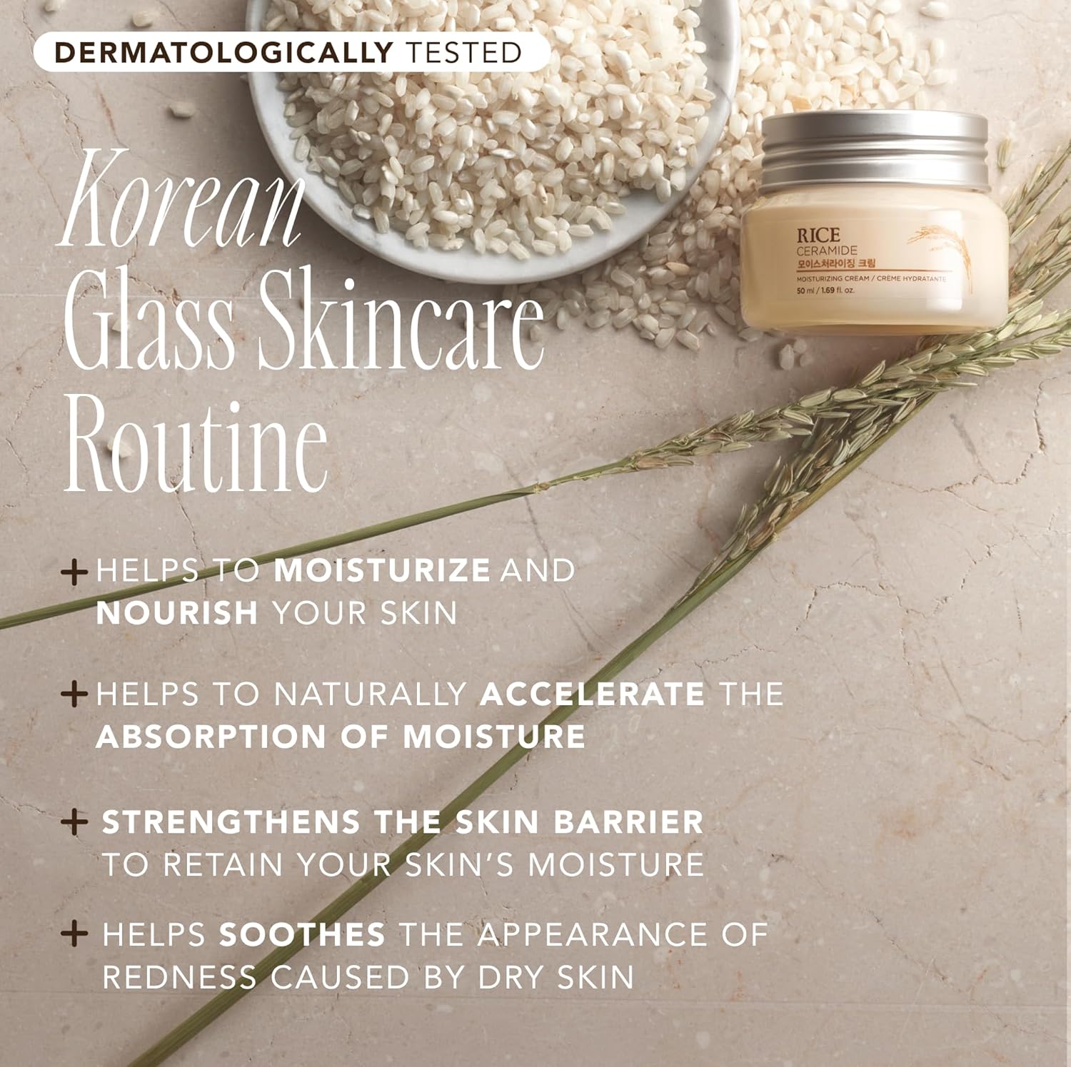 The Face Shop Rice Ceramide Moisturizing Cream – Hydrating Face Cream with Rice Extract & Ceramides – 1.69 fl oz