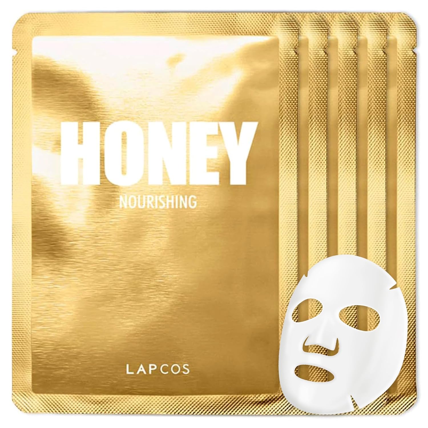 LAPCOS Collagen Sheet Mask, Firming Daily Face Mask with Collagen Peptides for Anti-Aging, Helps to Minimize Wrinkles, Restores Skin Elasticity & Firmness, Hydrating, Korean Beauty, 5-Pack