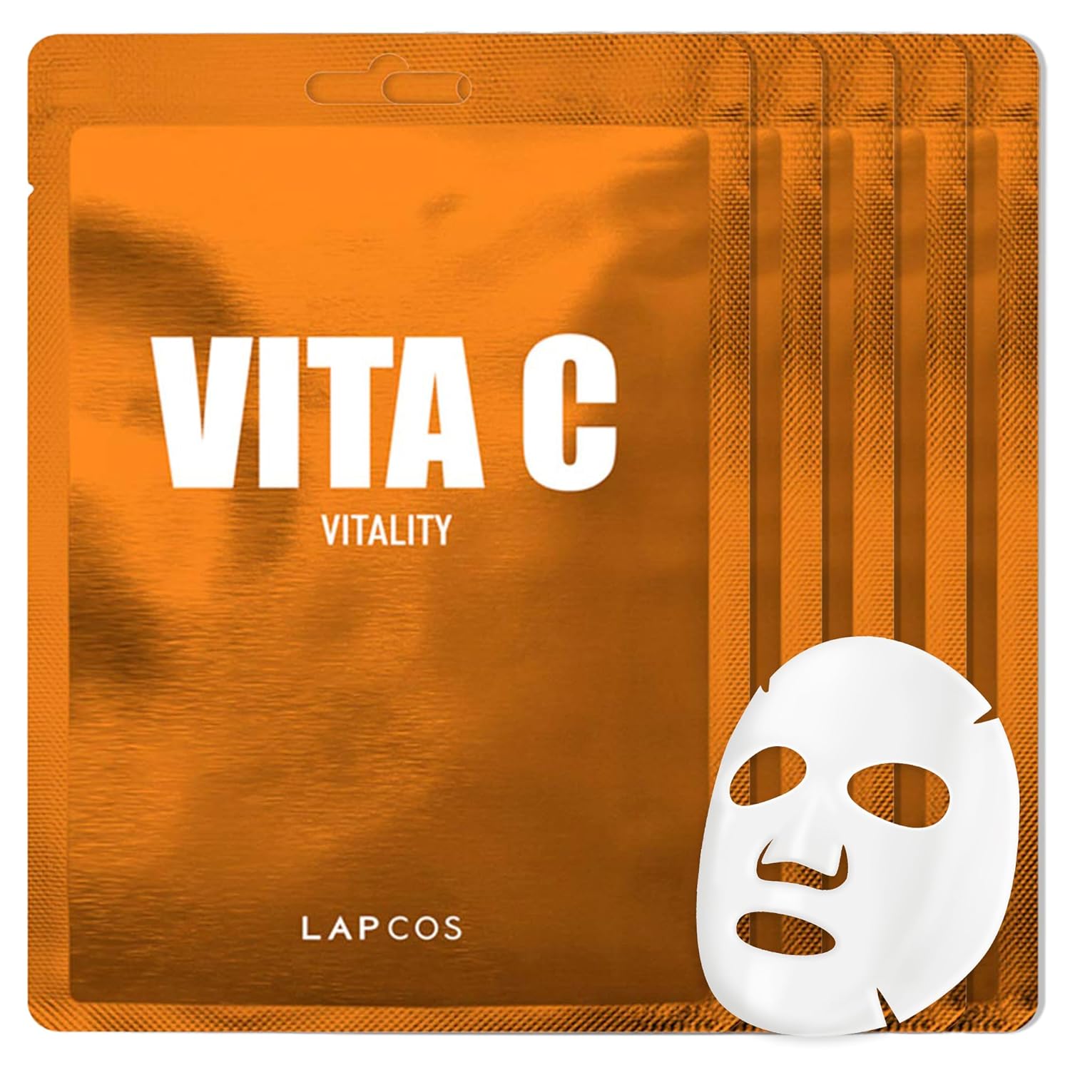 LAPCOS Collagen Sheet Mask, Firming Daily Face Mask with Collagen Peptides for Anti-Aging, Helps to Minimize Wrinkles, Restores Skin Elasticity & Firmness, Hydrating, Korean Beauty, 5-Pack
