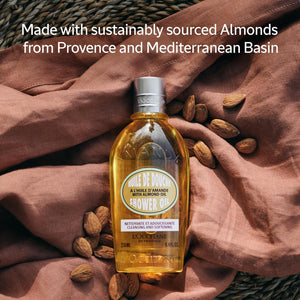 L'OCCITANE Cleansing & Softening Almond Shower Oil, Body Wash & Shaving Base Purifies & Smooths Without Drying Skin, Milky Lather, Nourishing Skincare