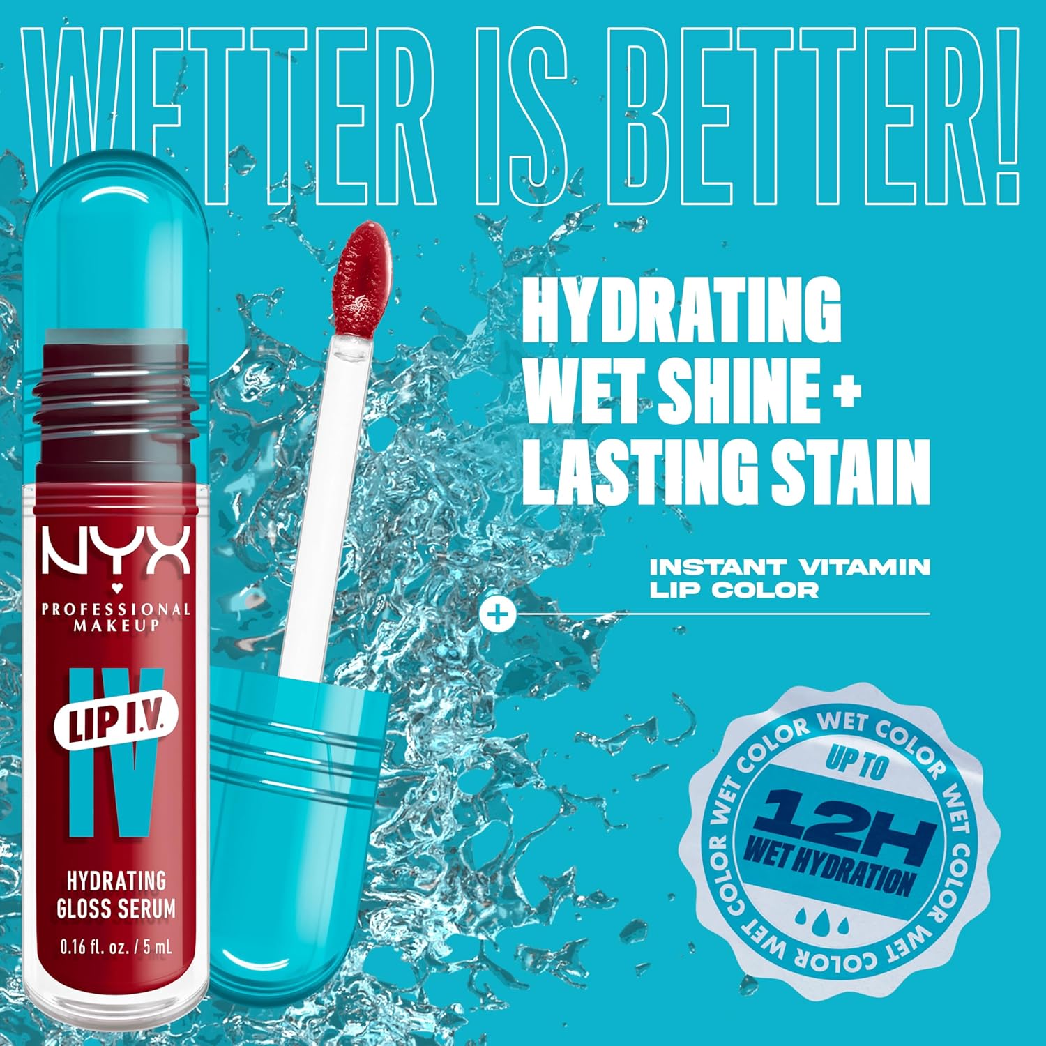 NYX PROFESSIONAL MAKEUP Lip IV Hydrating Glossy Lip Stain with 12HR Hydration - Hydra Honey (Brown)