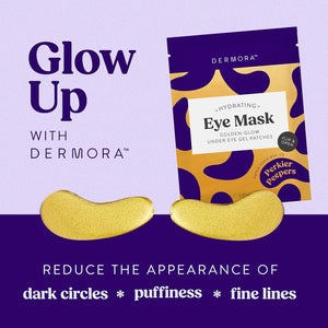 DERMORA Golden Glow Under Eye Patches (30 Pairs Eye Gels) - Rejuvenating Treatment for Dark Circles, Puffy Eyes, Refreshing, Revitalizing, Travel, Wrinkles