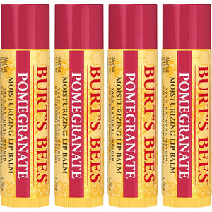 Burt's Bees Lip Balm - Pomegranate, Lip Moisturizer With Responsibly Sourced Beeswax, Tint-Free, Natural Origin Conditioning Treatment, 4 Tubes, 0.15 oz.