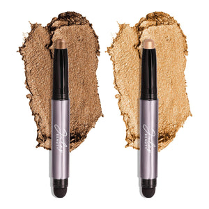 Julep Eyeshadow 101 Crème-to-Powder Waterproof Eyeshadow Stick Duo – Long-Lasting, Crease-Proof, Easy Apply with Built-in Smudger -Taupe Shimmer and Stone