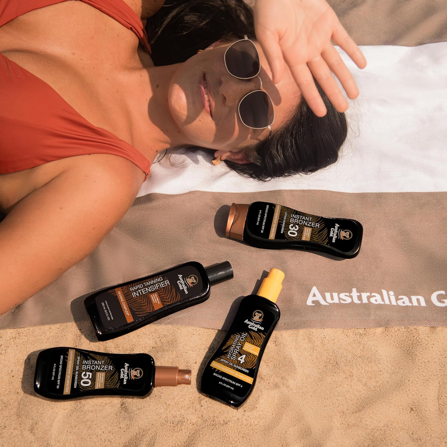 Australian Gold Spray Gel Sunscreen with Instant Bronzer SPF 50, 8 Ounce | Moisturize & Hydrate Skin | Broad Spectrum | Water Resistant,B07DG52KLY