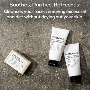 MARLOWE. No. 121 Facial Cleanser 6 oz, Daily Mens Face Wash with Natural Extracts & Antioxidants, Soothes, Purifies, Refreshes, Thick Lather, Fresh Woodsy Scent